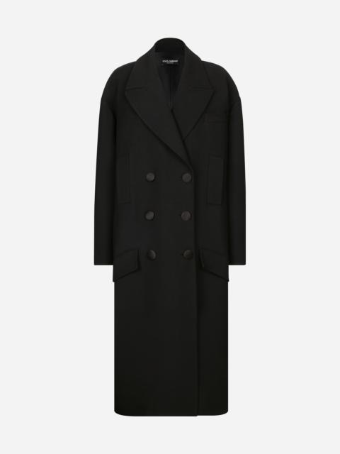 Oversize coat in double wool crepe