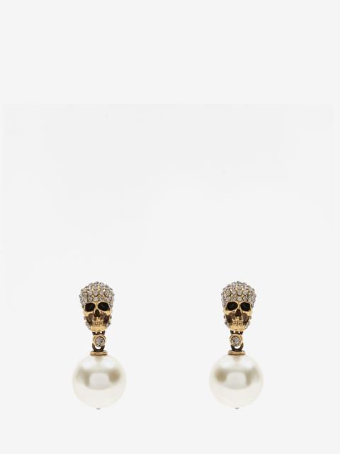 Alexander McQueen Pearl Pave Skull Earrings