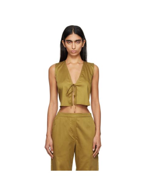 LESET Khaki Yoko Tie Top