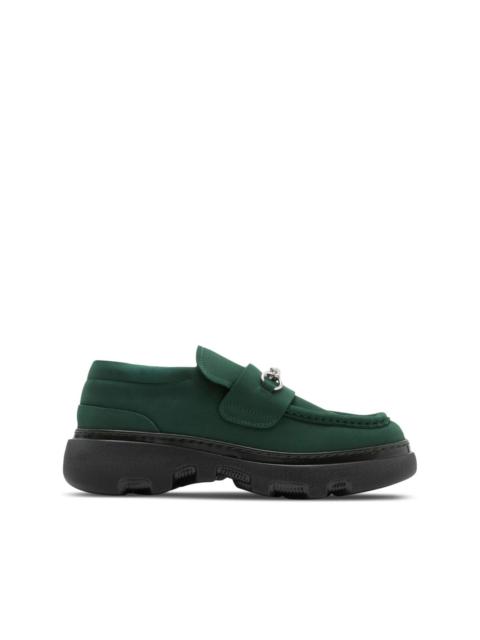 Burberry Creeper Clamp barbed-wire suede loafers