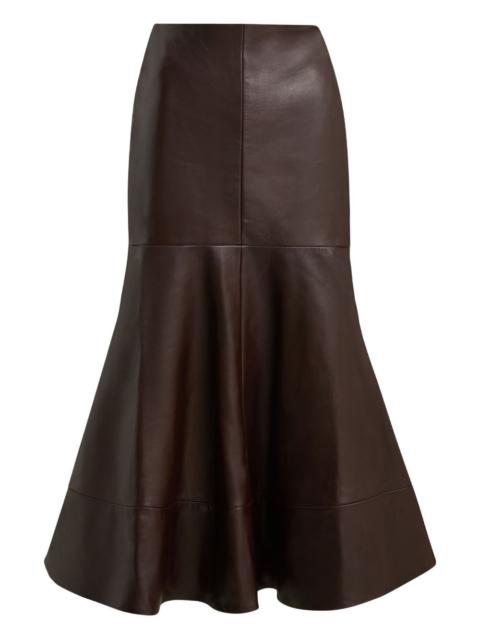 BRANDON MAXWELL Preston leather midi skirt