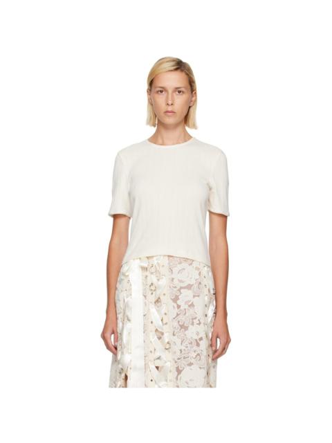 Simone Rocha Off-White Cropped Pointelle T-shirt