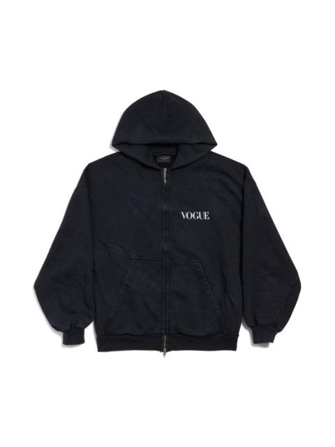 BALENCIAGA Balenciaga | Vogue Zip-up Hoodie Regular Fit in Black Faded