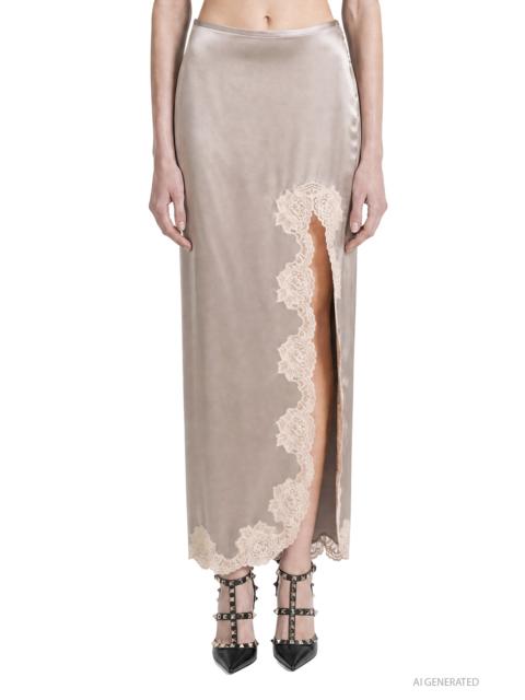 Valentino Lace-trim Satin Skirt