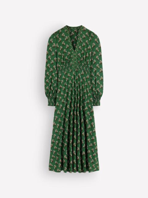 BODEN Georgia Jersey Midi Dress-Dark Green, Ditsy Carnation