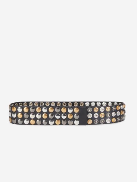 The Kooples WIDE BLACK LEATHER BELT WITH PRESS STUDS