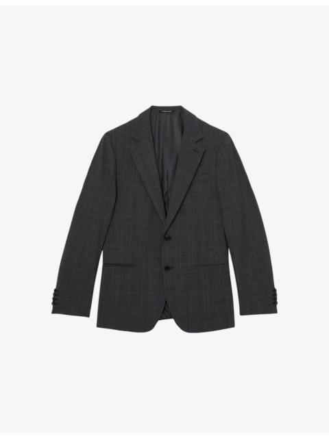 REISS Single-Breasted Check Wool-Blend Blazer