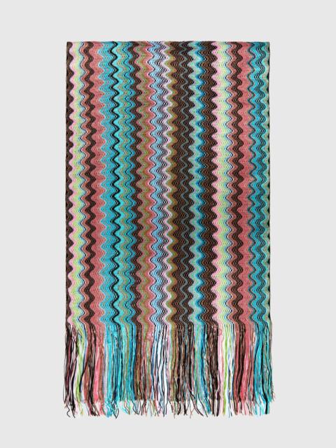 Missoni 100% viscose scarf with wave pattern and fringes