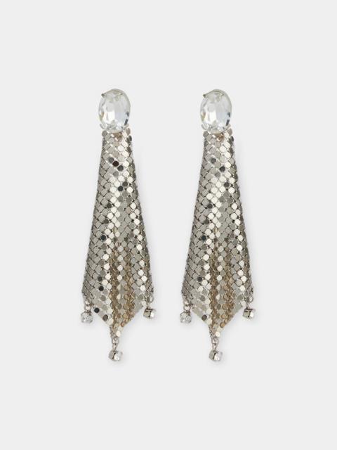 SILVER CHAINMAIL EARRINGS WITH CRYSTALS