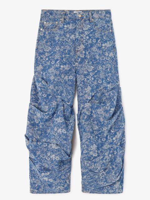 GANNI BLUE TAPESTRY DRAPED JEANS