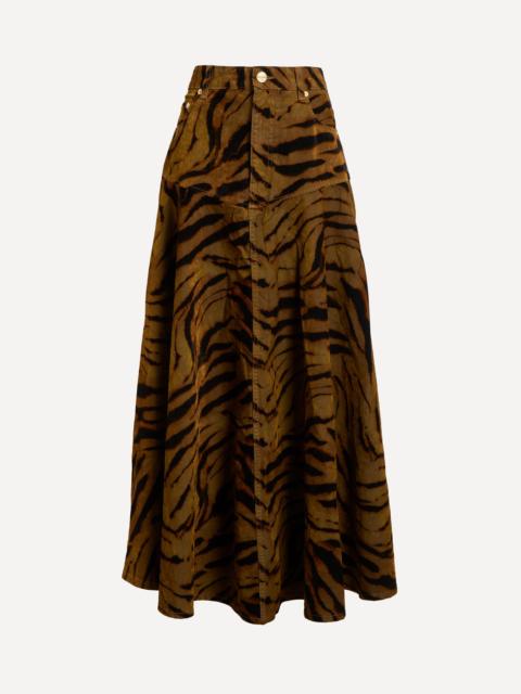 GANNI Printed Flock Denim Skirt