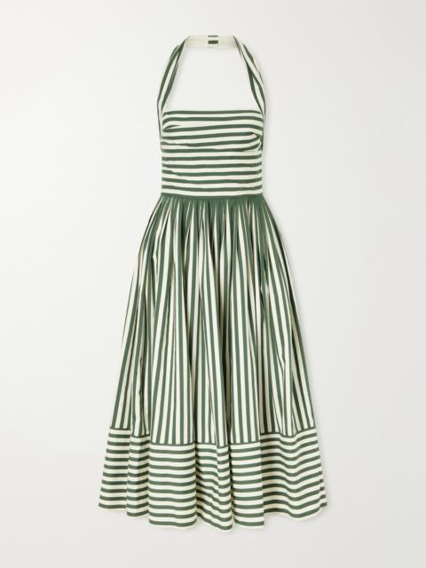 CAROLINA HERRERA Striped Cotton-blend Midi Dress