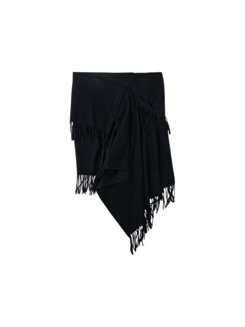 OPEN YY fringe-trim asymmetric scarf