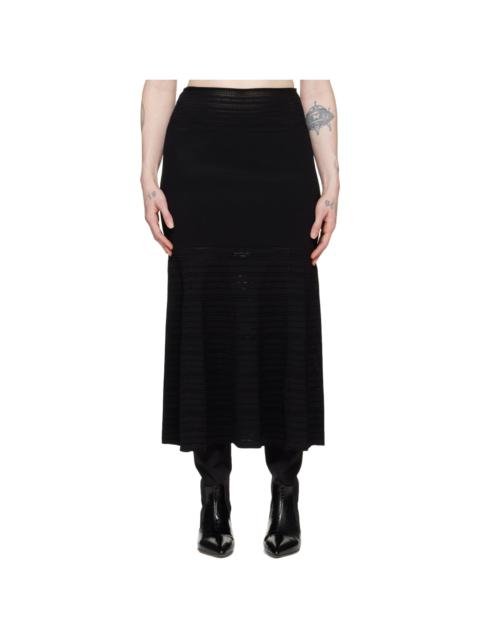 Victoria Beckham Black Fit & Flare Midi Skirt