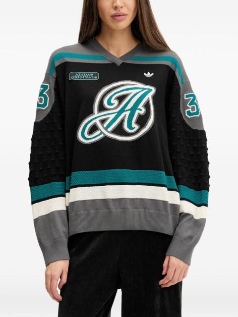 adidas letter V-neck knitwear