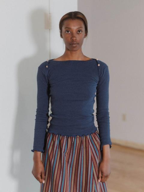 BASERANGE Disc Long Sleeve Tee - Recycled Denim Rib