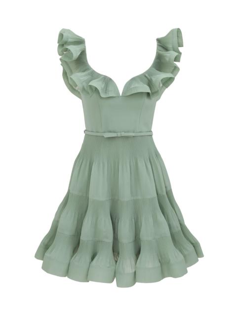 Zimmermann PLEATED FRILL MINI DRESS