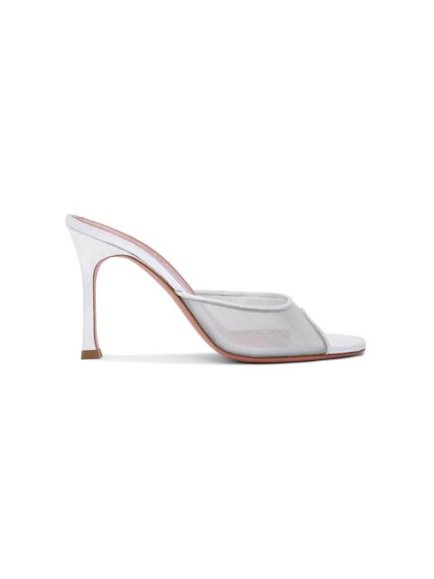 Amina Muaddi Alexa Mesh Mules silver