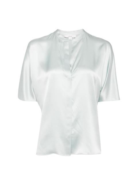 short-sleeve silk blouse