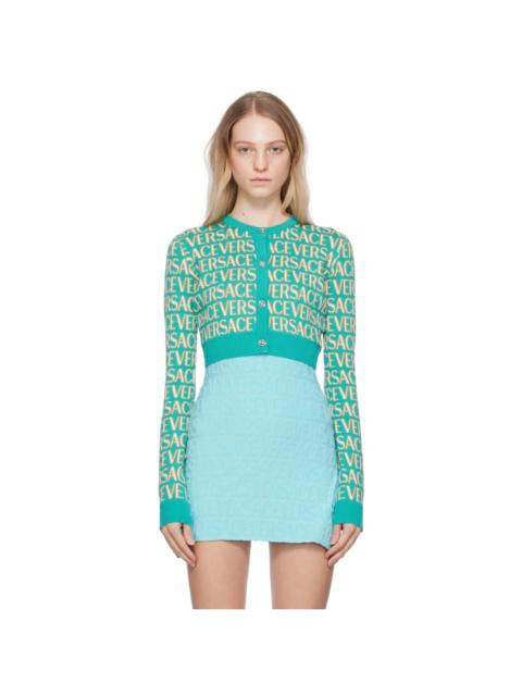 VERSACE Blue Allover Cardigan
