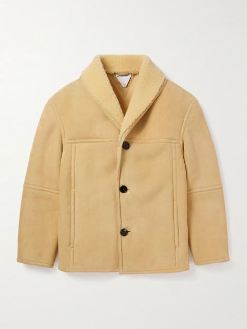 Bottega Veneta Shawl-Collar Shearling Jacket Beige