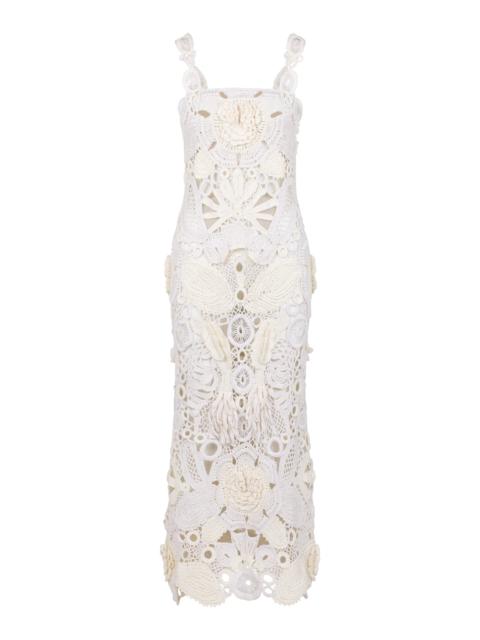 HEIRLOME Roselia Cotton-Silk Midi Dress ivory