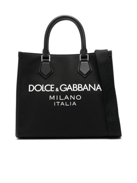 Dolce & Gabbana Canvas Leathertrim Shopper With Embossed Logo