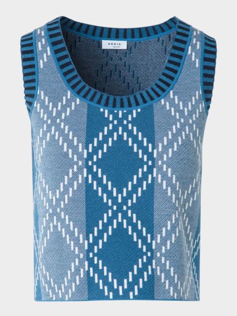AKRIS Diamond Jacquard Merino Wool Top