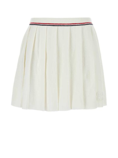 Miu Miu Women White Stretch Terry Fabric Skirt