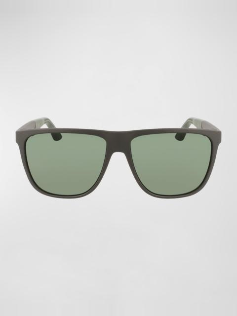 FERRAGAMO Men's Gancini Flat-Top Navigator Sunglasses