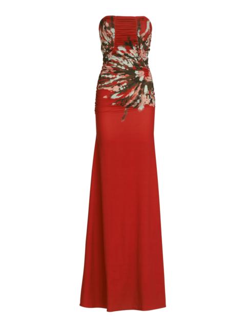SILVIA TCHERASSI Collins Floral-Print Ruched Dress red