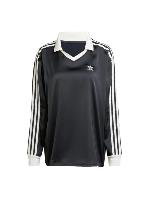 adidas (WMNS) adidas 3-Stripes Satin Long Sleeve T-shirt Asia Sizing 'Black' IR6099