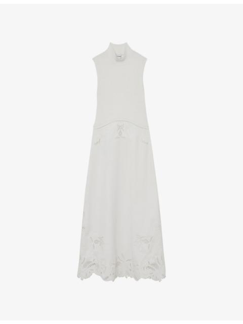 REISS Phoenix Embroidered Sleeveless Knitted Midi Dress