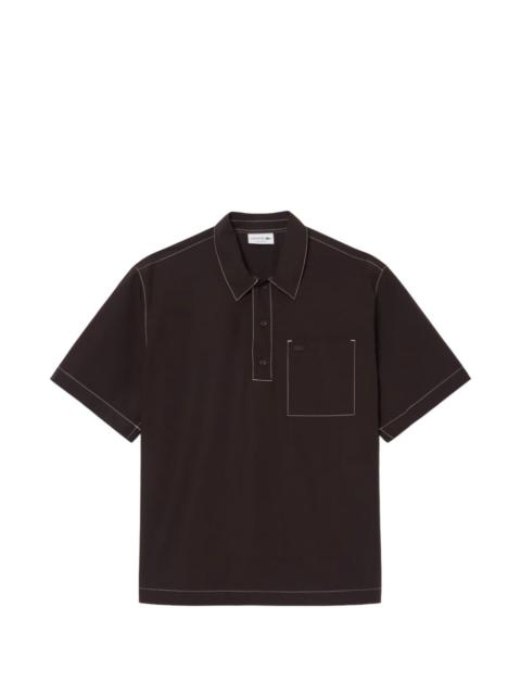 LACOSTE contrast-stitch chest-pocket shirt