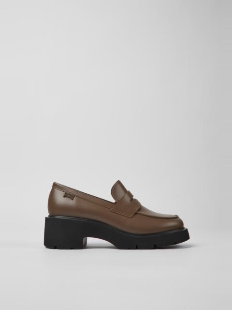 CAMPER Milah Brown leather loafers for women