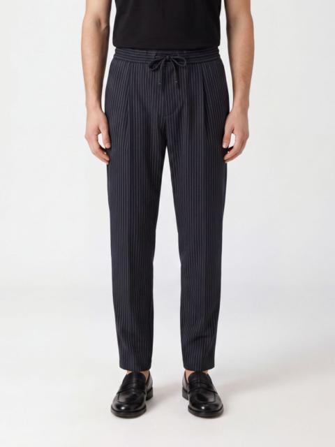 Dolce & Gabbana DOLCE & GABBANA Pinstriped Virgin Wool Trousers with Drawstring Waist