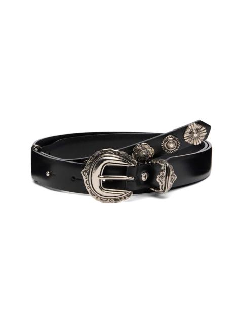 TOGA PULLA Black Leather Motif Belt