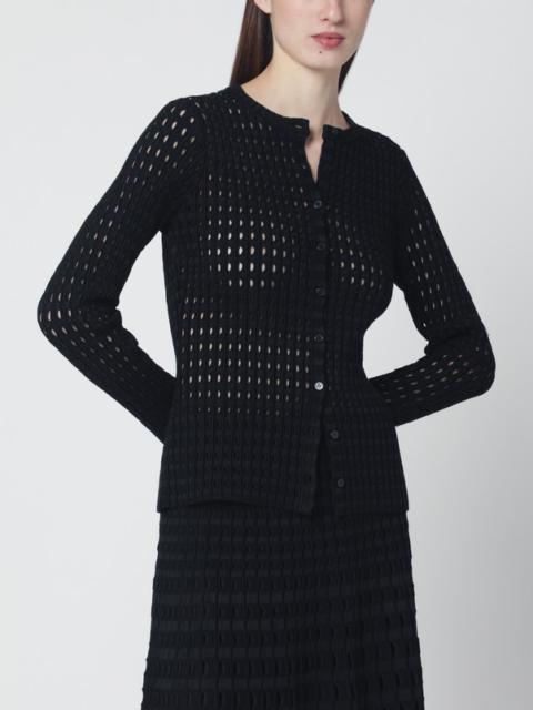 SIMKHAI Mabel black openwork knit cardigan