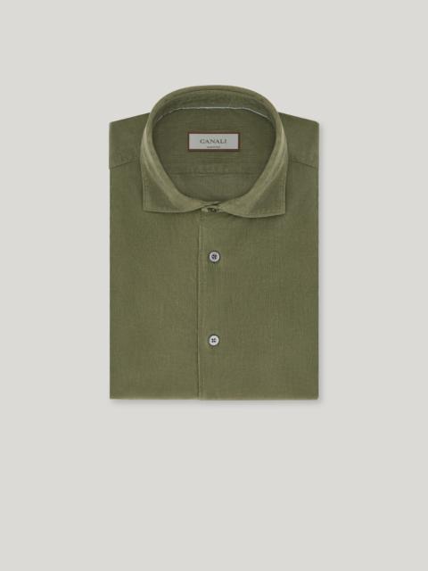 Canali SAGE GARMENT DYED COTTON VELVET REGULAR-FIT SHIRT