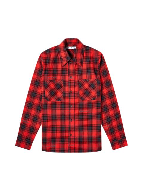 Off-White Stencil Flannel Check Shirt 'Red/Black'