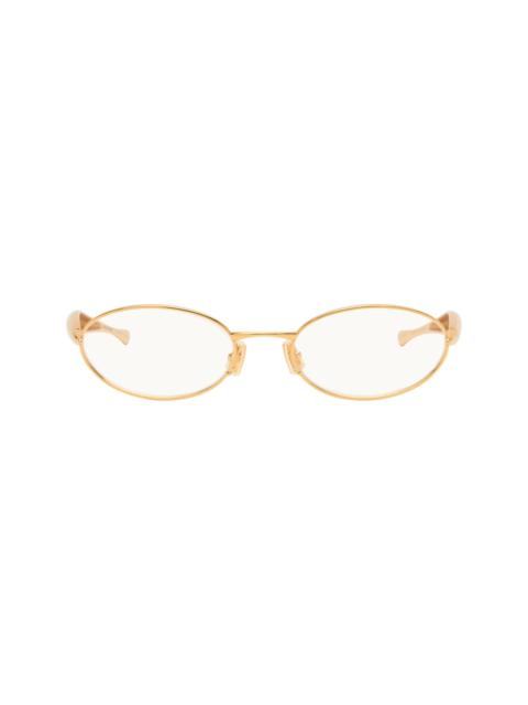 Bottega Veneta Gold Sardine Oval Glasses
