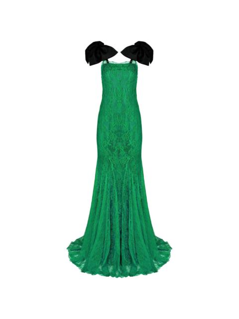 NINA RICCI bow-embellished lace gown