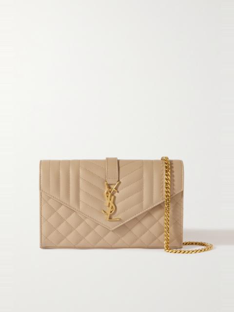 SAINT LAURENT monogram chain wallet in mix matelassé grain de poudre embossed leather