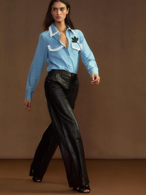 CYNTHIA ROWLEY Embossed Leather Pants
