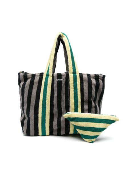 SUNNEI logo-print striped cotton tote bag