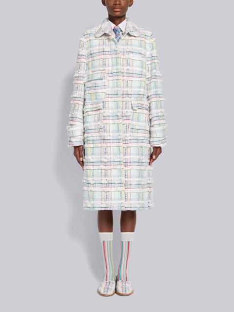 Thom Browne Madras Pouf Tweed Round Collar Utility Coat