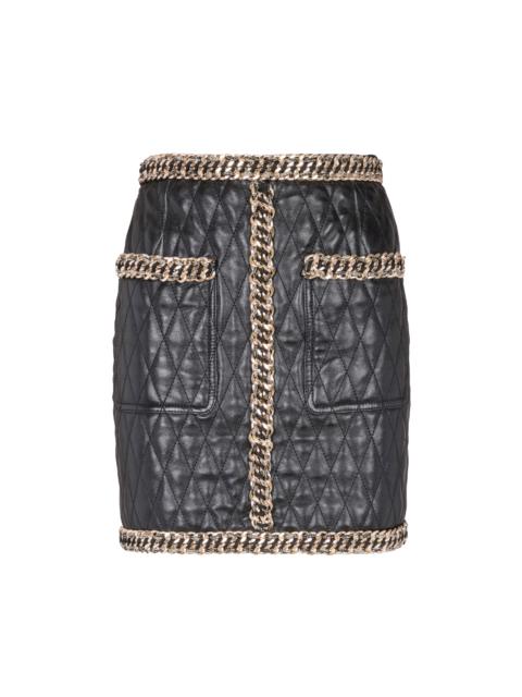 Quilted leather skirt with chains