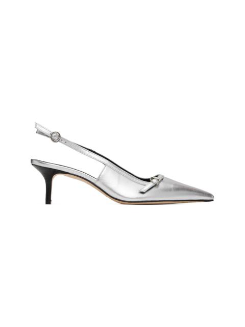 Aeyde Silver Saba Leather Slingback Heels
