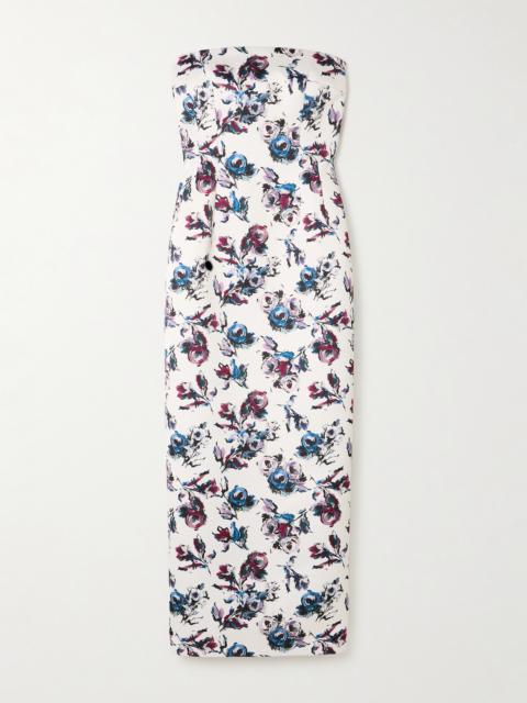 EMILIA WICKSTEAD Laelia Genzianella Strapless Floral-print Duchesse-satin Midi Dress