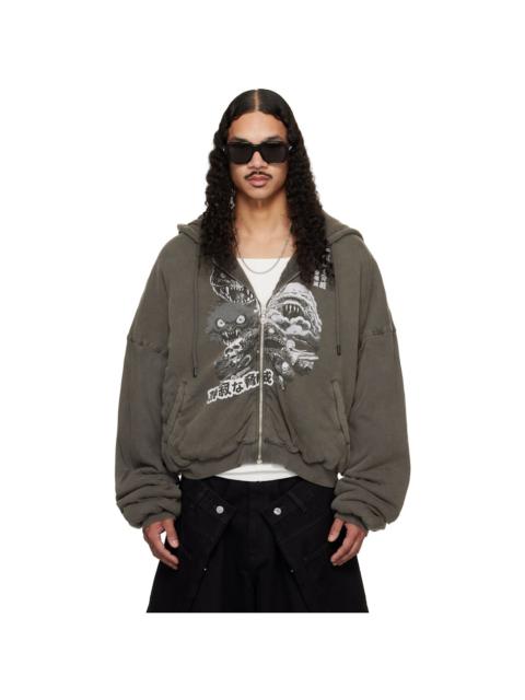 LU'U DAN Gray Wadded Hoodie